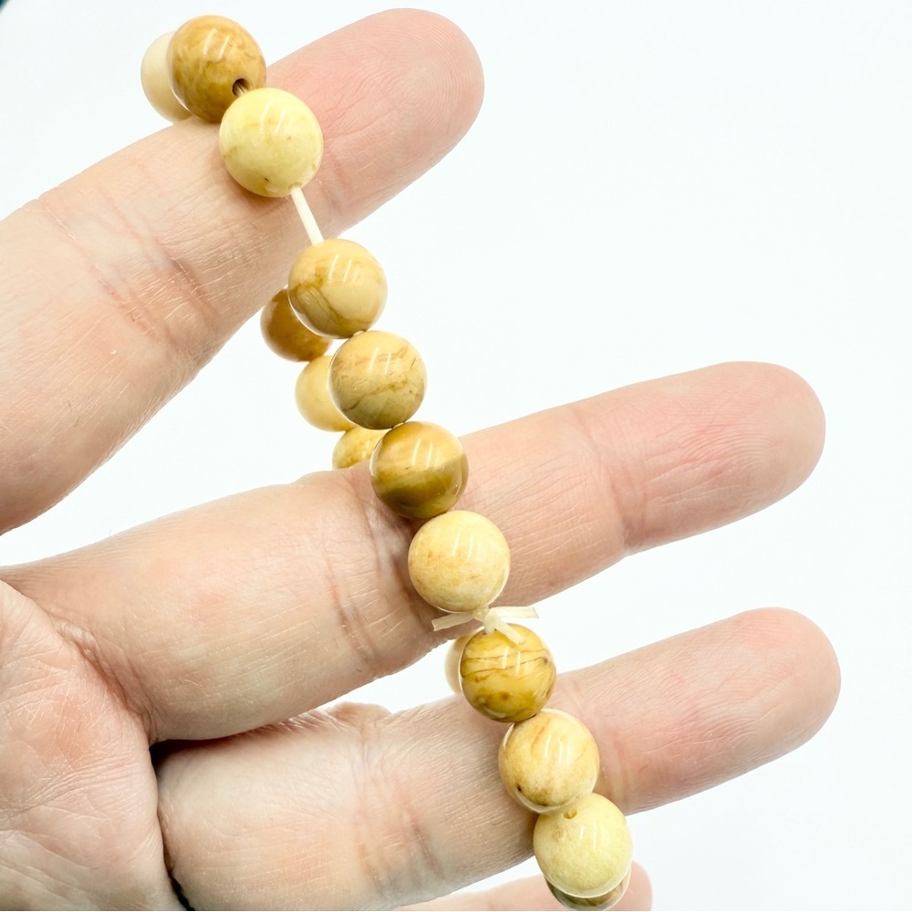Yellow Serpentine Beaded Bracelet Natural Stone Stretch Bracelet - Picture 6 of 6